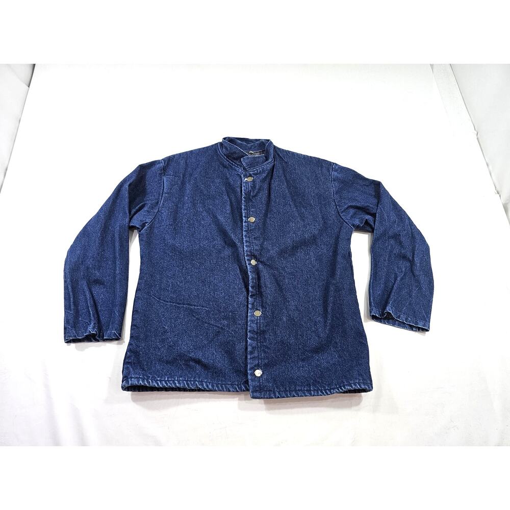 Denim Dark Blue Prison Jacket Blanket Lined Button Up Coat Sz XL Chore Work Barn